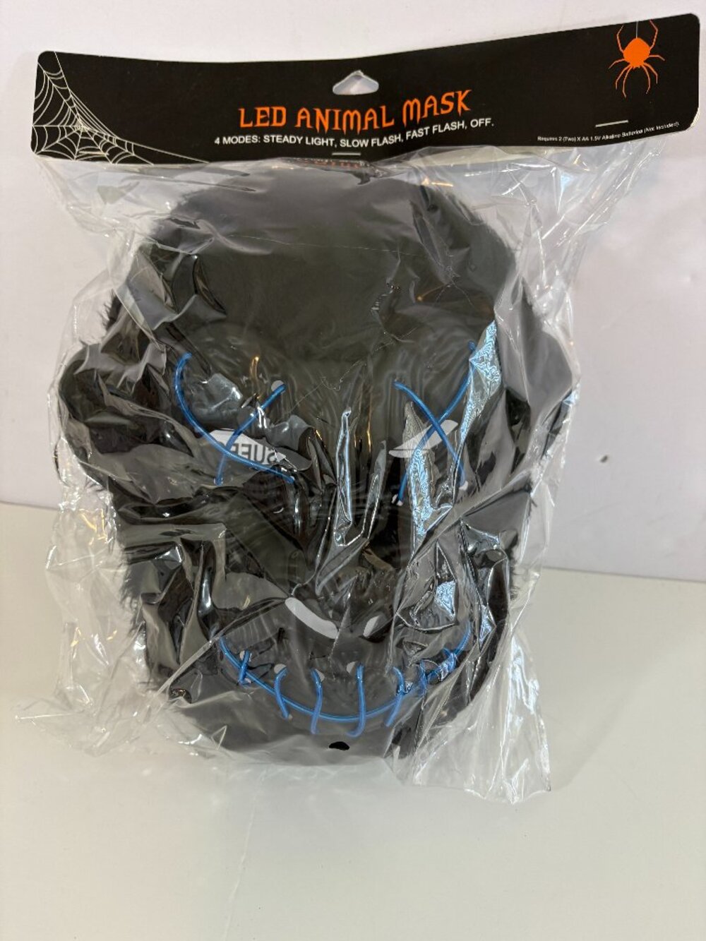Gorilla Ape LED Animal Face Mask Halloween Cosplay Black Blue Stitches